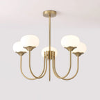 3-Light Glass Globe Chandelier With Brass Frame