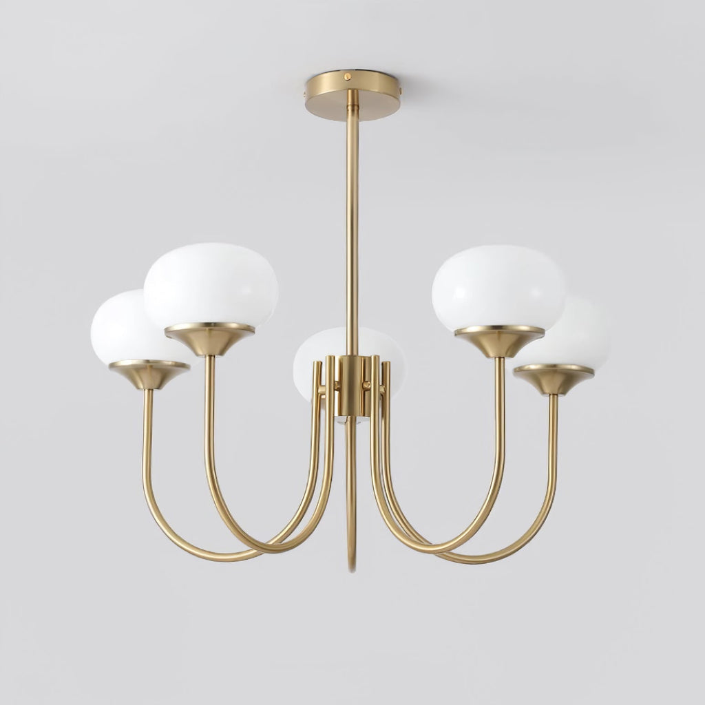3-Light Glass Globe Chandelier With Brass Frame