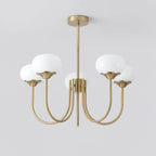 3-Light Glass Globe Chandelier With Brass Frame