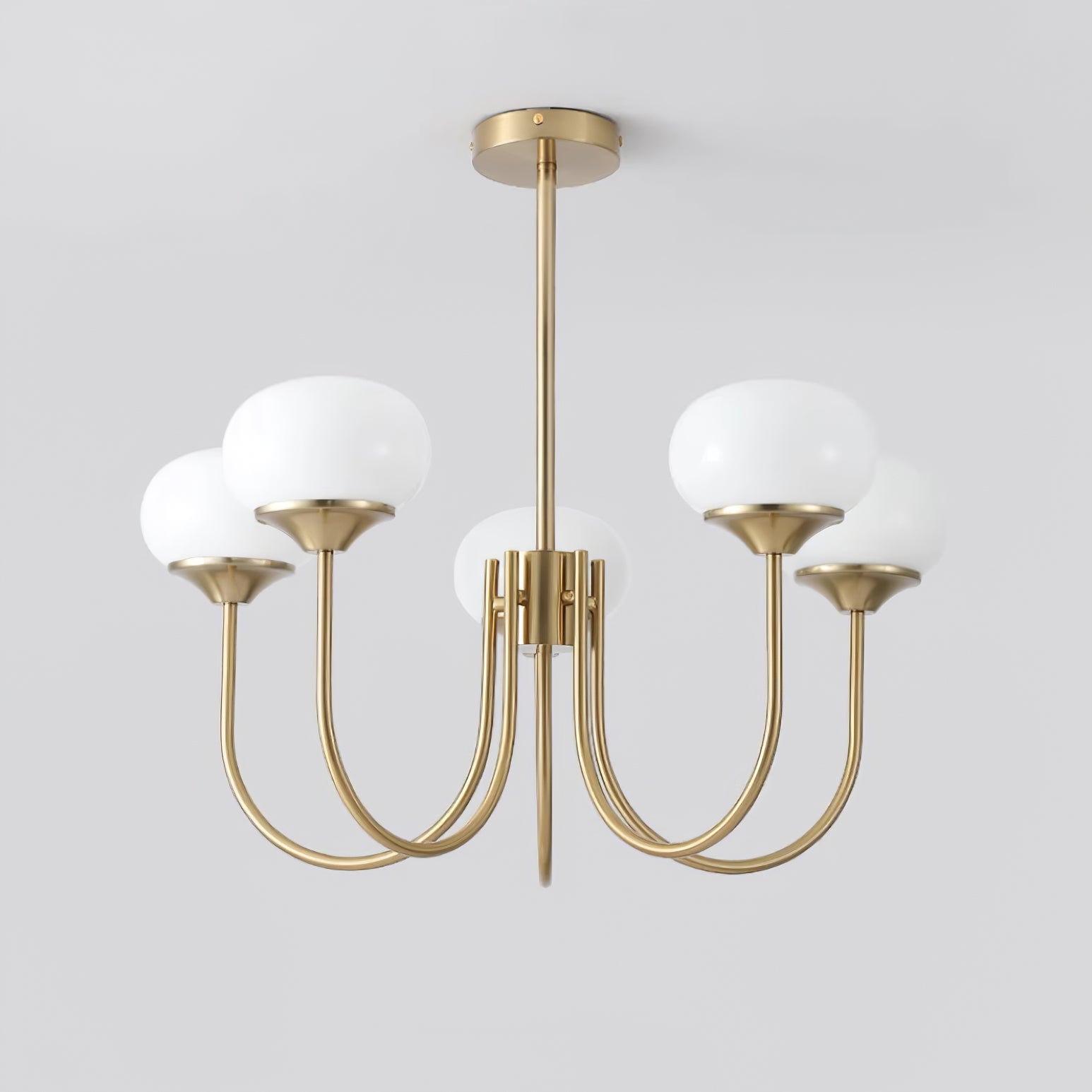 3-Light Glass Globe Chandelier With Brass Frame