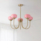 3-Light Glass Globe Chandelier With Brass Frame
