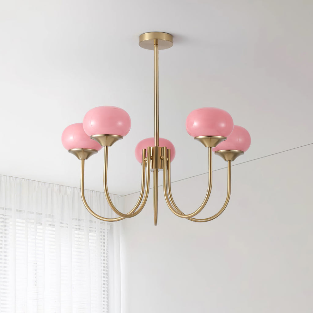 3-Light Glass Globe Chandelier With Brass Frame