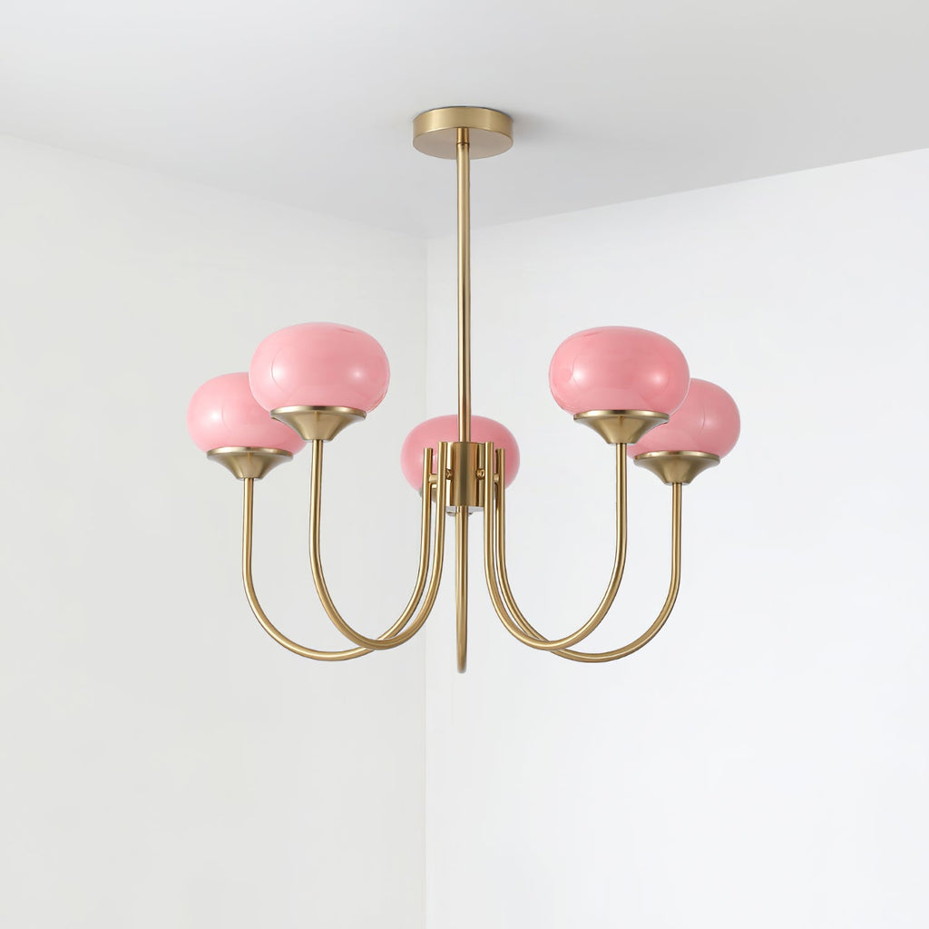 3-Light Glass Globe Chandelier With Brass Frame