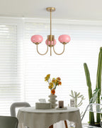 3-Light Glass Globe Chandelier With Brass Frame