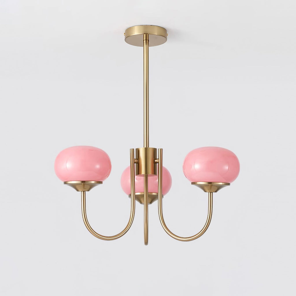 3-Light Glass Globe Chandelier With Brass Frame
