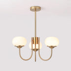 3-Light Glass Globe Chandelier With Brass Frame