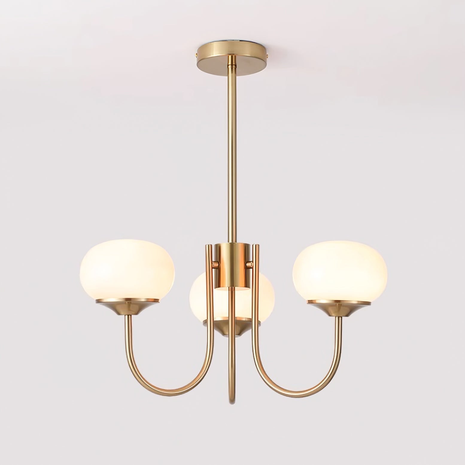 3-Light Glass Globe Chandelier With Brass Frame