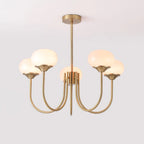 3-Light Glass Globe Chandelier With Brass Frame