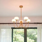3-Light Glass Globe Chandelier With Brass Frame