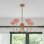 3-Light Glass Globe Chandelier With Brass Frame