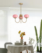 3-Light Glass Globe Chandelier With Brass Frame
