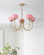 3-Light Glass Globe Chandelier With Brass Frame