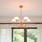3-Light Glass Globe Chandelier With Brass Frame