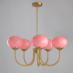 3-Light Glass Globe Chandelier With Brass Frame