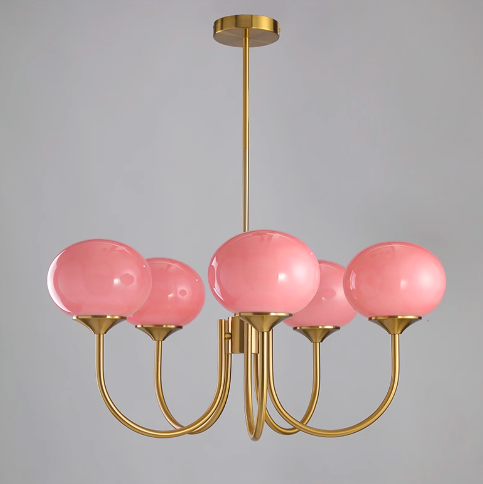 3-Light Glass Globe Chandelier With Brass Frame
