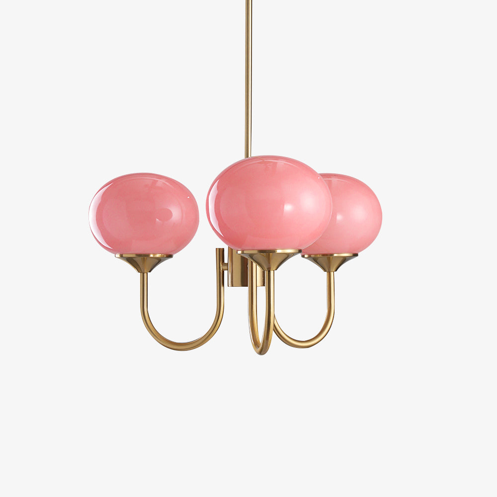 3-Light Glass Globe Chandelier With Brass Frame
