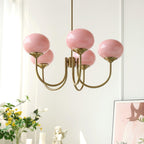 3-Light Glass Globe Chandelier With Brass Frame