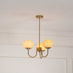 3-Light Glass Globe Chandelier With Brass Frame