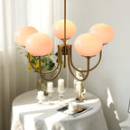3-Light Glass Globe Chandelier With Brass Frame