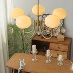 3-Light Glass Globe Chandelier With Brass Frame