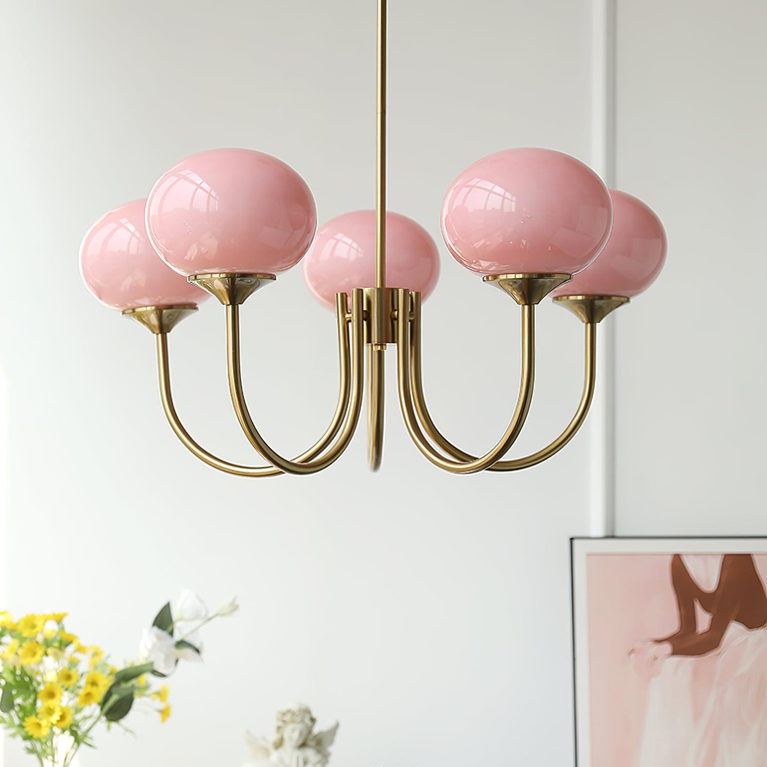 3-Light Glass Globe Chandelier With Brass Frame