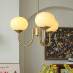 3-Light Glass Globe Chandelier With Brass Frame