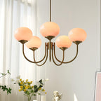 3-Light Glass Globe Chandelier With Brass Frame