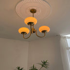 3-Light Glass Globe Chandelier With Brass Frame