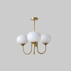 3-Light Glass Globe Chandelier With Brass Frame