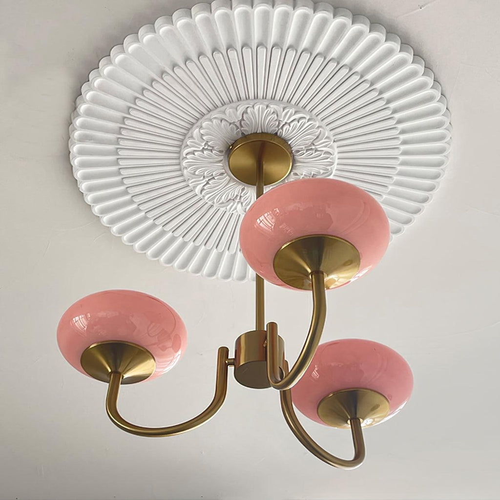 3-Light Glass Globe Chandelier With Brass Frame