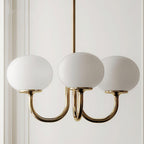 3-Light Glass Globe Chandelier With Brass Frame
