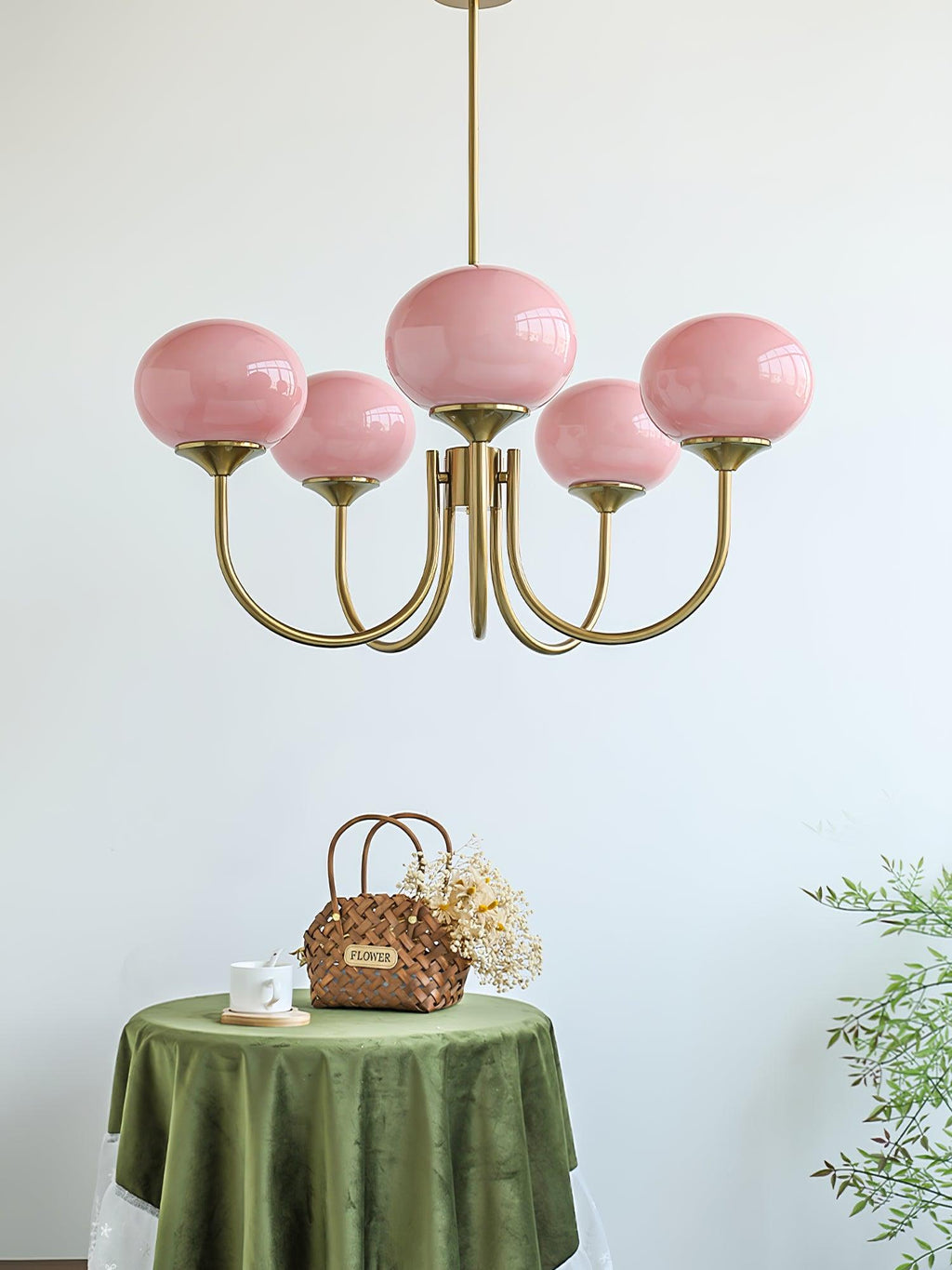 3-Light Glass Globe Chandelier With Brass Frame