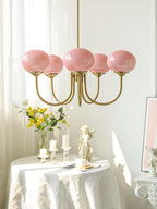 3-Light Glass Globe Chandelier With Brass Frame