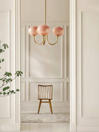 3-Light Glass Globe Chandelier With Brass Frame