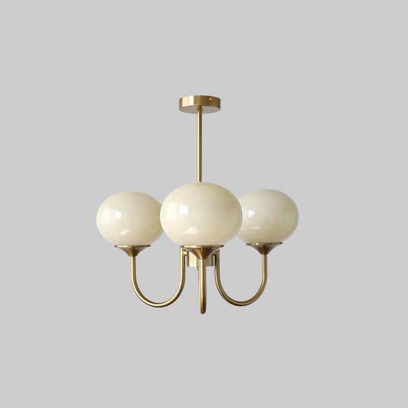 3-Light Glass Globe Chandelier With Brass Frame
