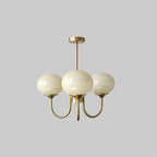 3-Light Glass Globe Chandelier With Brass Frame