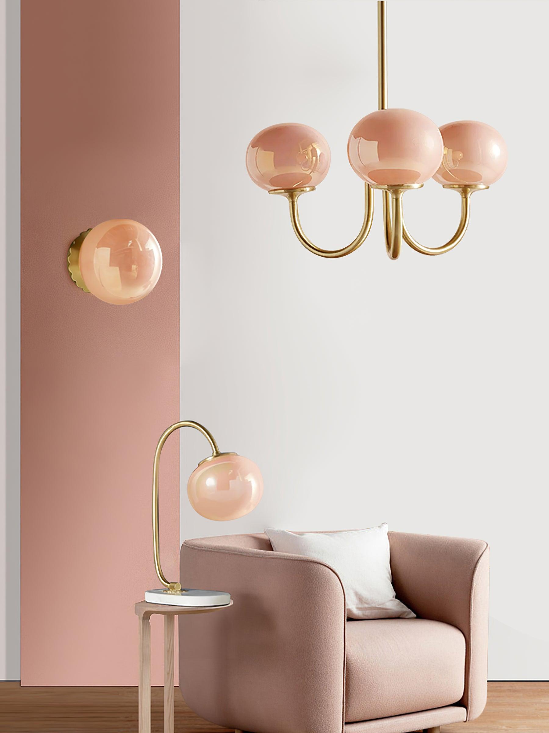 3-Light Glass Globe Chandelier With Brass Frame