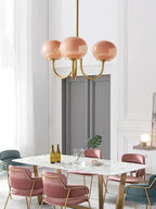 3-Light Glass Globe Chandelier With Brass Frame