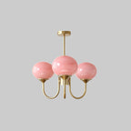 3-Light Glass Globe Chandelier With Brass Frame
