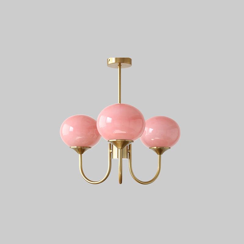 3-Light Glass Globe Chandelier With Brass Frame