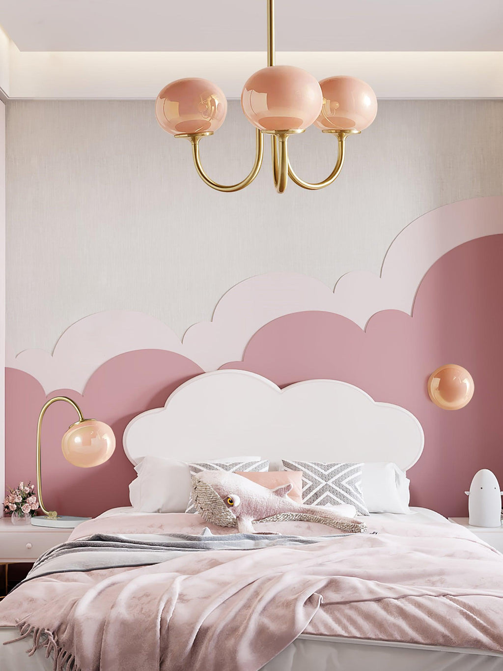 3-Light Glass Globe Chandelier With Brass Frame