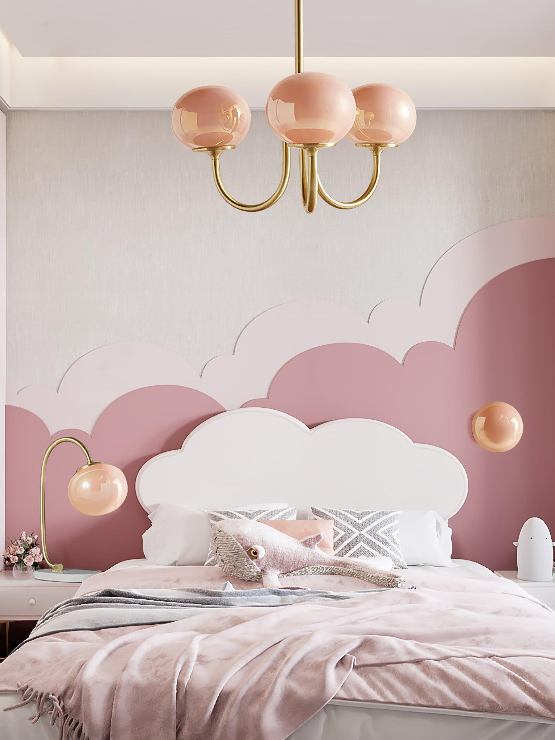 3-Light Glass Globe Chandelier With Brass Frame