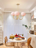 3-Light Glass Globe Chandelier With Brass Frame