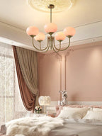3-Light Glass Globe Chandelier With Brass Frame