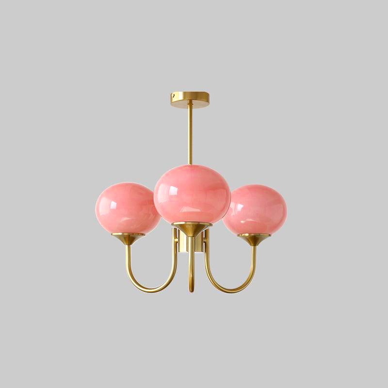 3-Light Glass Globe Chandelier With Brass Frame