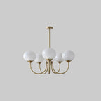 3-Light Glass Globe Chandelier With Brass Frame
