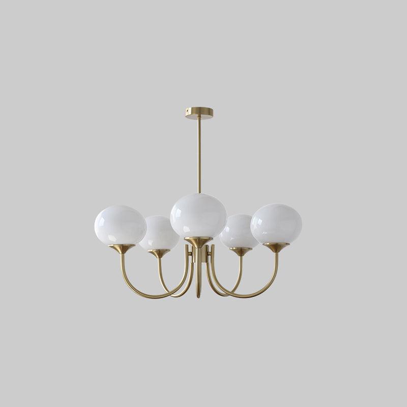 3-Light Glass Globe Chandelier With Brass Frame