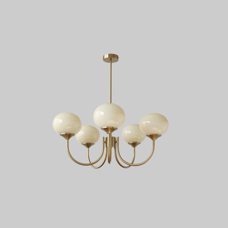 3-Light Glass Globe Chandelier With Brass Frame