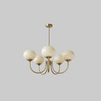 3-Light Glass Globe Chandelier With Brass Frame