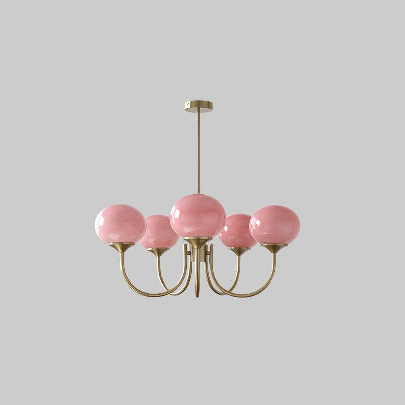 3-Light Glass Globe Chandelier With Brass Frame